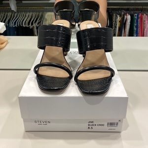 Steven Jive Black Croc High Heel Sandal 8.5